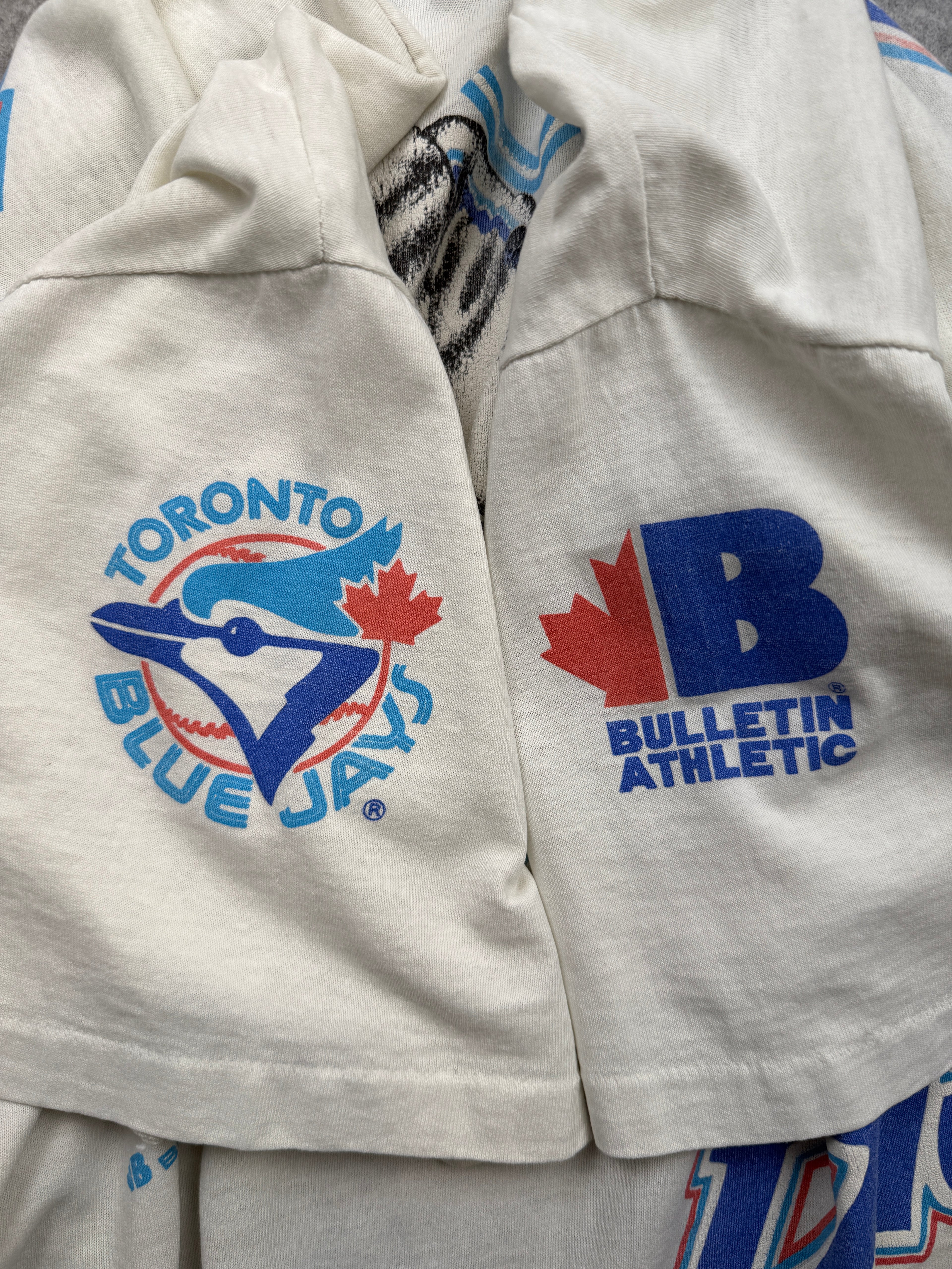 Vintage '91 Bulletin Athletics Toronto Blue Jays AOP Tee White