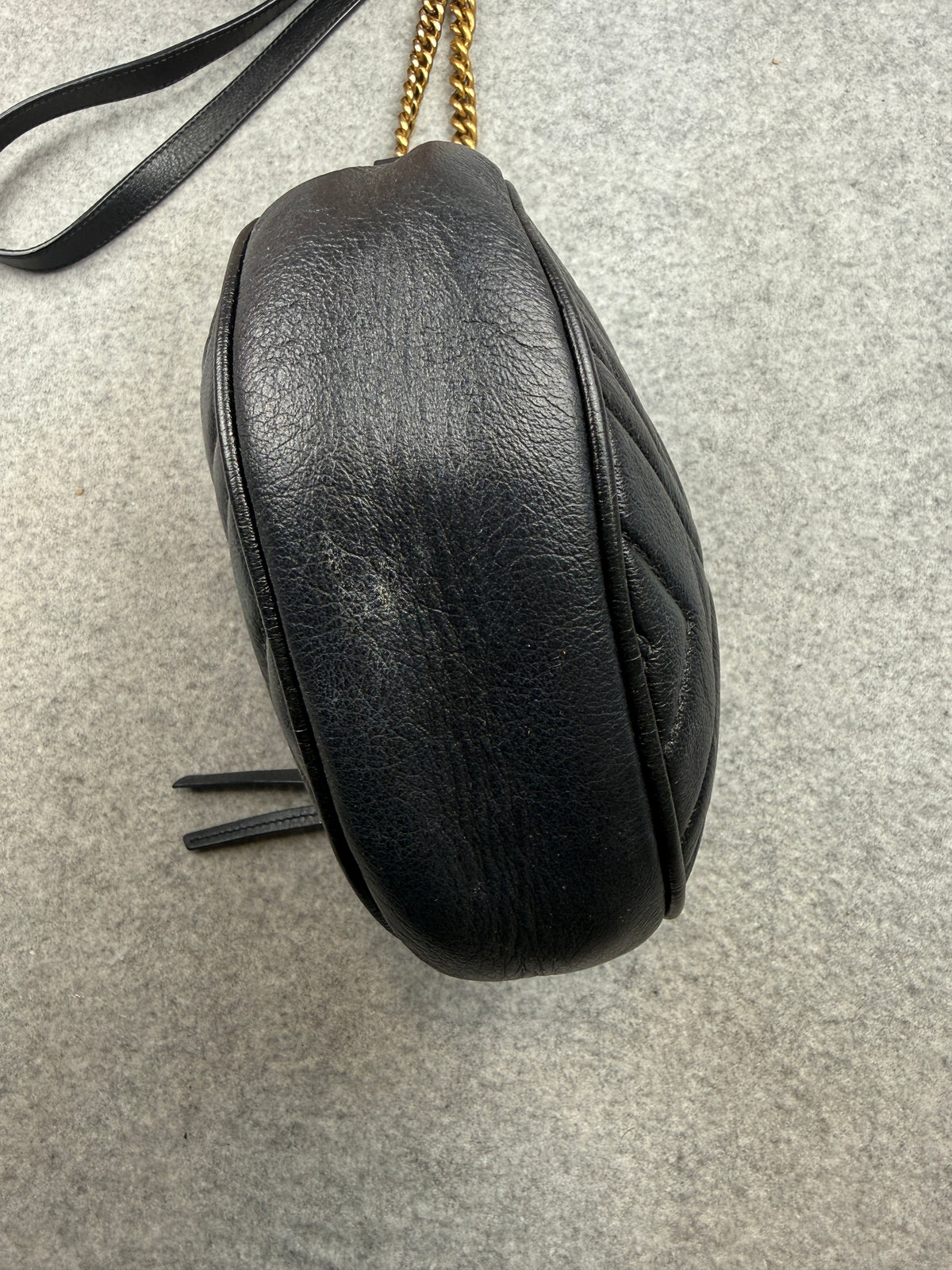 Gucci GG Marmont Mini Round Shoulder Bag Black