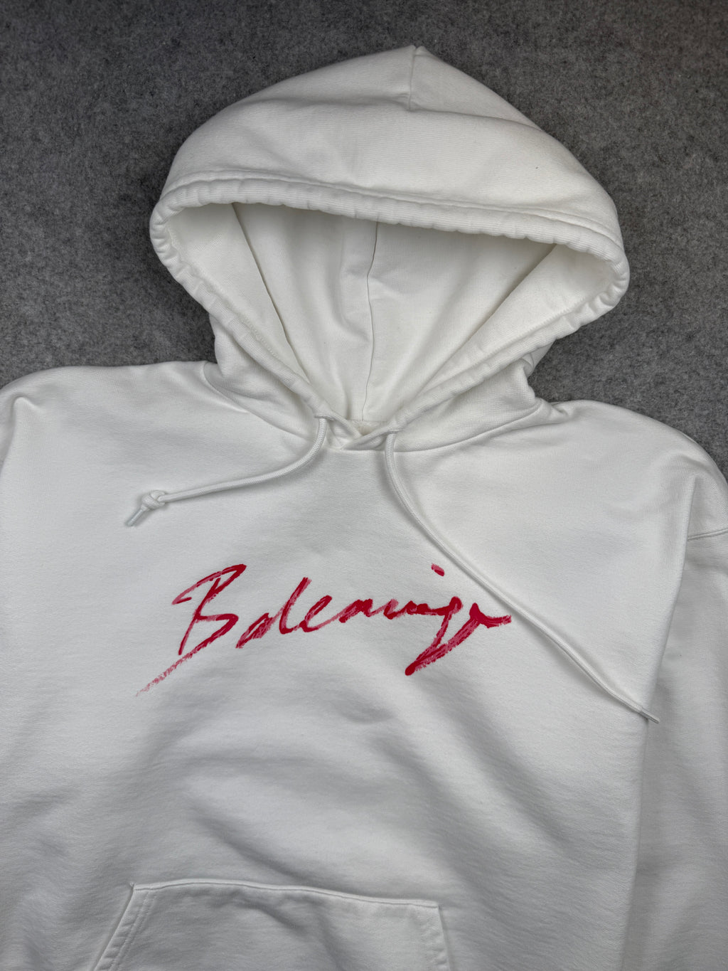 Balenciaga Cursive Logo Hoodie White (USED)