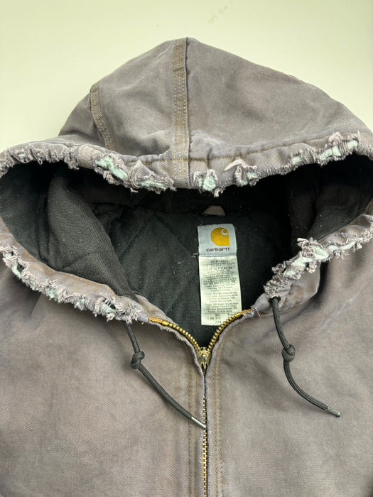 (3XL) Vintage Carhartt Distressed Hooded Jacket Washed Black | Vitnage Clothing Store Canada