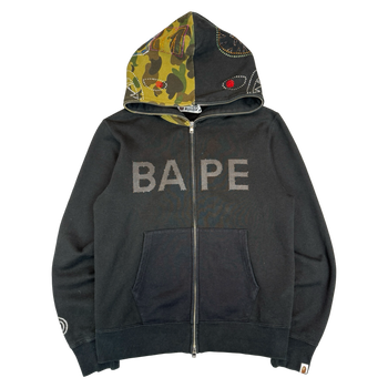 BAPE Spellout Crystal Shark Hoodie Black (USED)