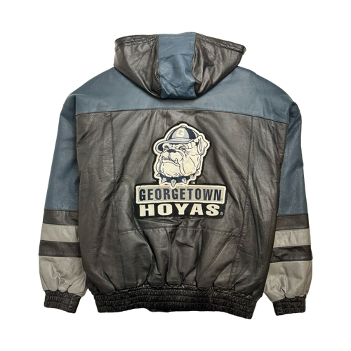 (XL) Vintage Georgetown Hoyas Leather Jacket Black | Vintage Clothing Store Canada