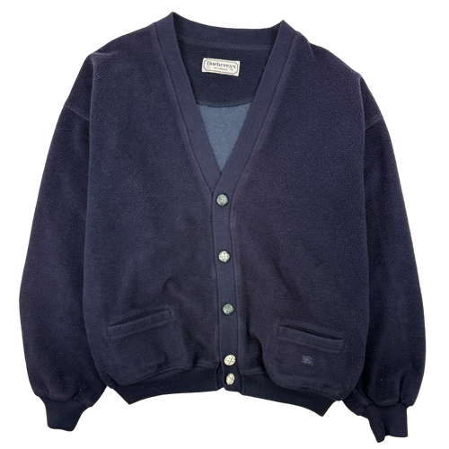 Vintage Burberry Fleece Cardigan Navy | Vintage Clothing Store Canada