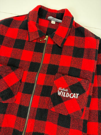 Vintage Labatt Wildcat Wool Plaid Flannel Jacket Red