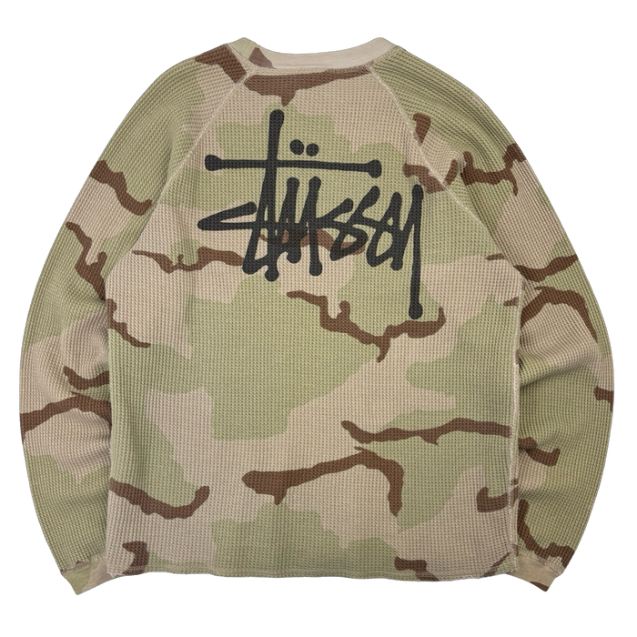 Stussy Raglan Thermal L/S Tee Sand Camo (USED) | Vitnage Clothing Store Canada