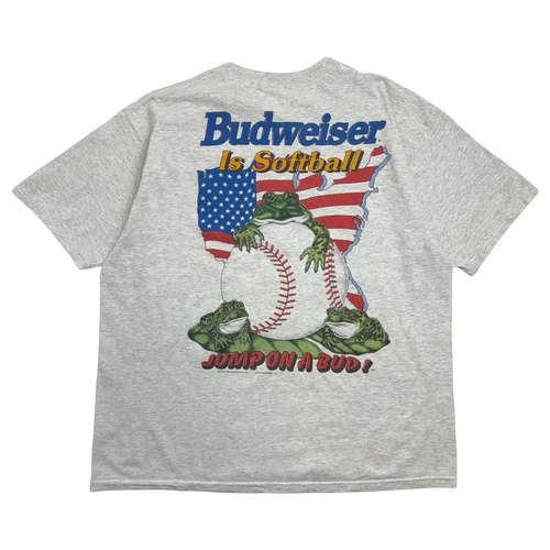 Vintage 1996 Budweiser Is Softball Tee Light Grey | Vintage Clothing Store Canada