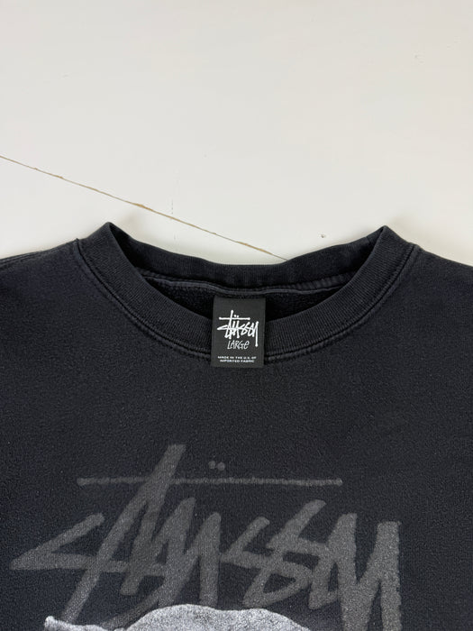 Stussy Panther Graphic Sweatshirt Black (USED) | Vitnage Clothing Store Canada