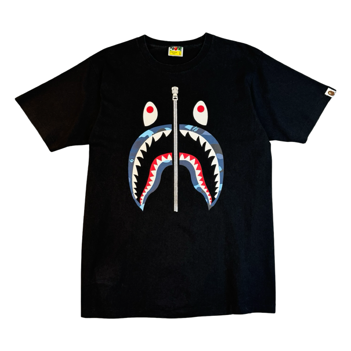 BAPE ABC Camo Shark Tee Black/Blue (USED) | Vitnage Clothing Store Canada