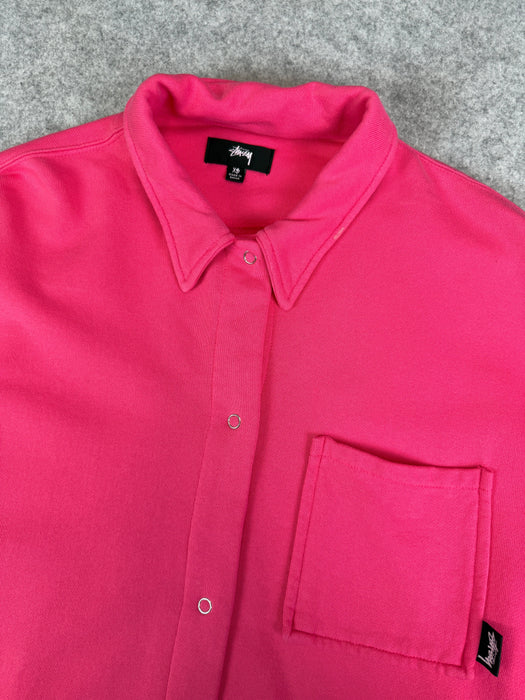 Stussy Huron Button Up Shirt Hot Pink (USED) | Vitnage Clothing Store Canada