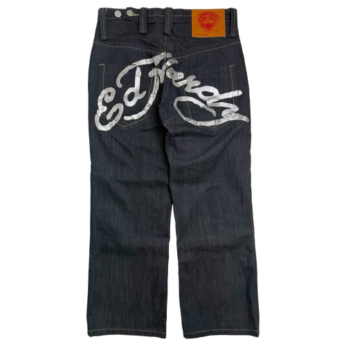 Ed Hardy Big Logo Spell Out Denim Pants | Vintage Clothing Store Canada