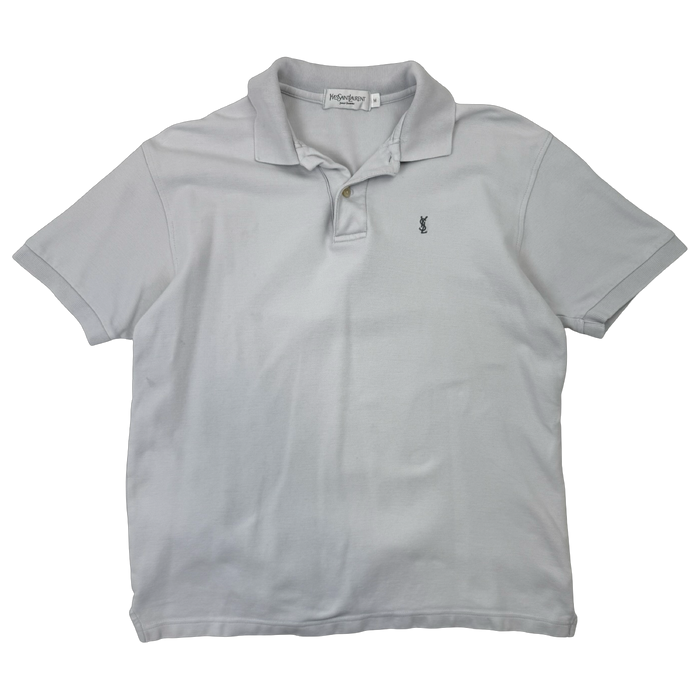 Yves Saint Laurent Embroidered Logo Polo Shirt White (USED) | Vitnage Clothing Store Canada