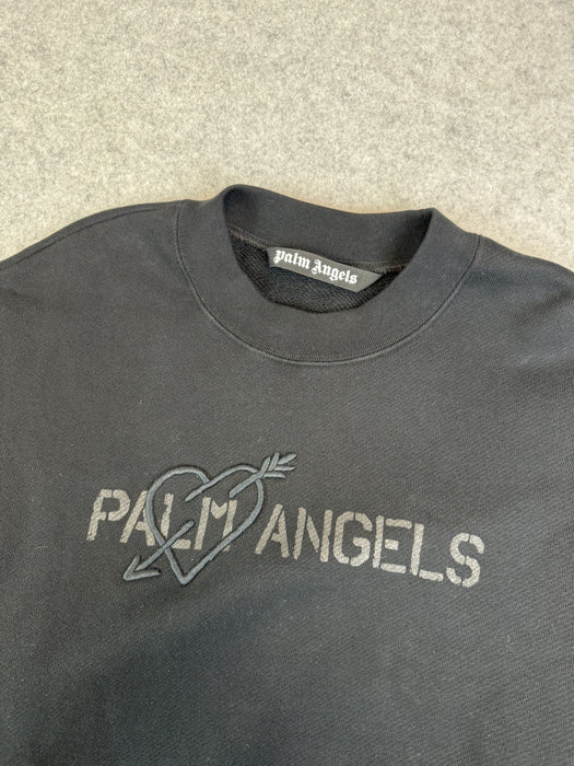 Palm Angels Logo Print Sweatshirt Black (USED) | Vitnage Clothing Store Canada