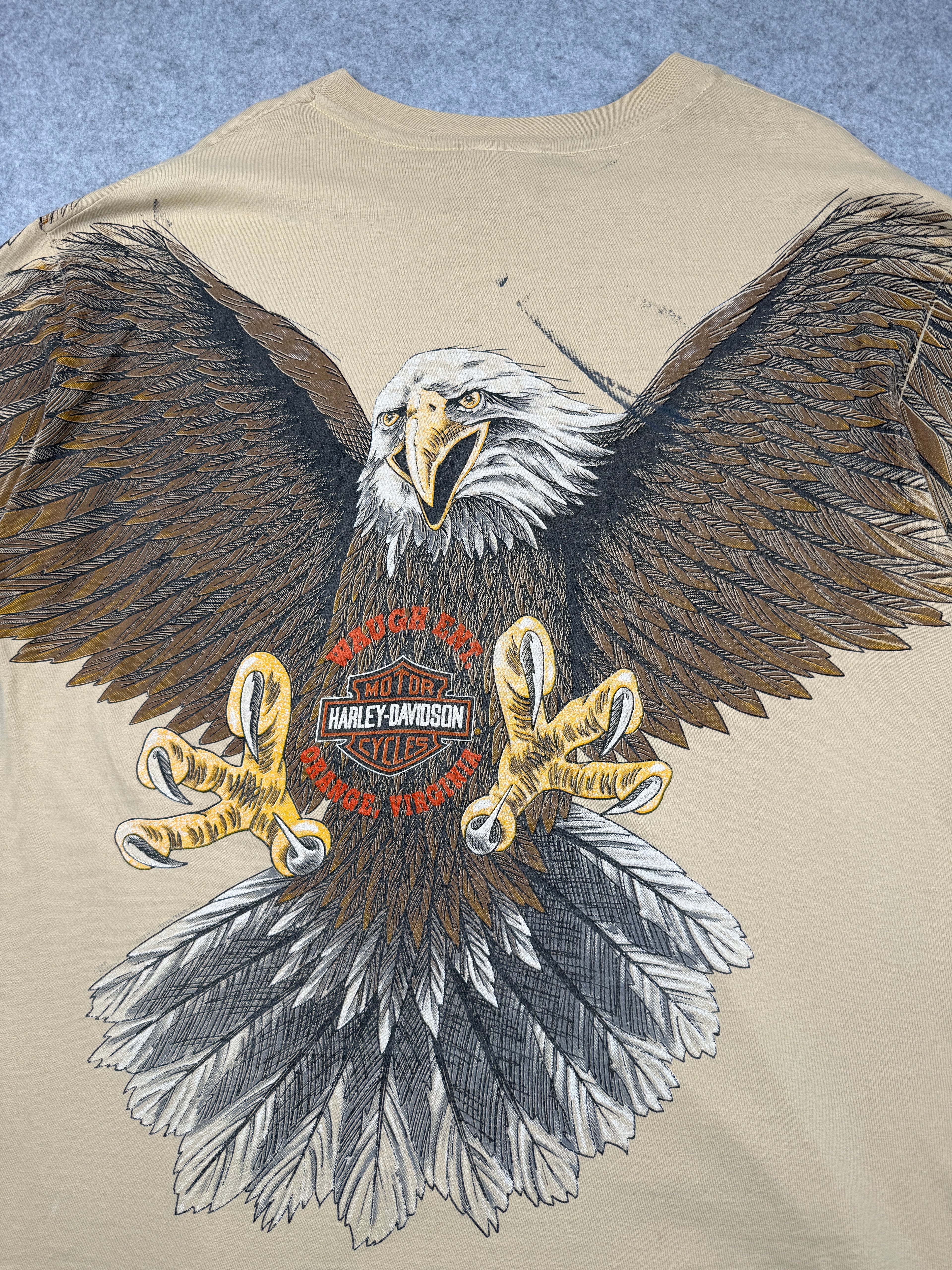Vintage Harley Davidson Swooping Eagle Tee Beige