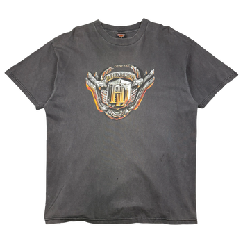 Vintage Harley Davidson Chrome Engine Tee Black