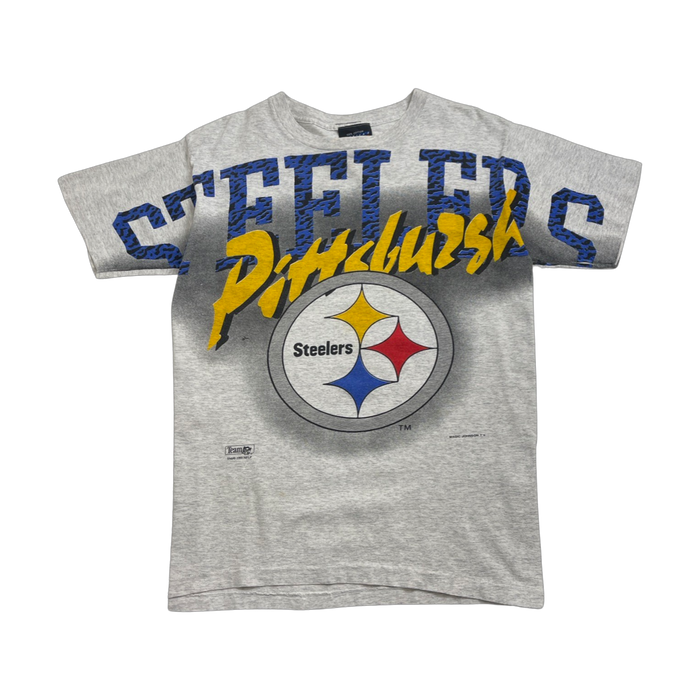 (M) Vintage '94 Pittsburgh Steelers Cross Print Tee Grey | Vitnage Clothing Store Canada