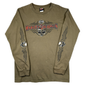Vintage Harley Davidson Athens Skull Sleeve L/S Tee Olive