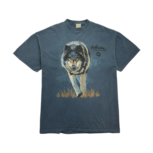 Vintage '95 Yellowstone Wolf Nature Tee Blue | Vintage Clothing Store Canada