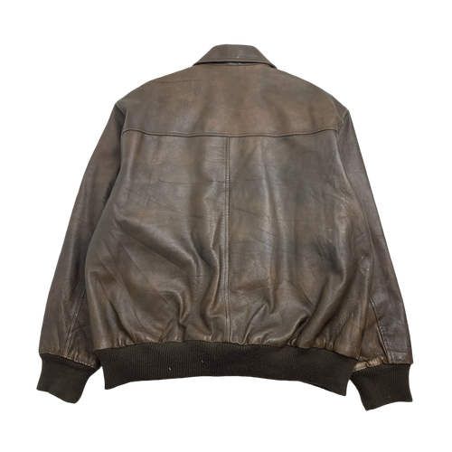 (XL) Vintage James Dean Leather Zip-Up Jacket Brown | Vintage Clothing Store Canada