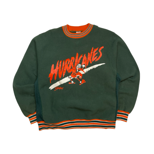 Vintage 90s Miami Hurricanes Sweatshirt Green | Vintage Clothing Store Canada