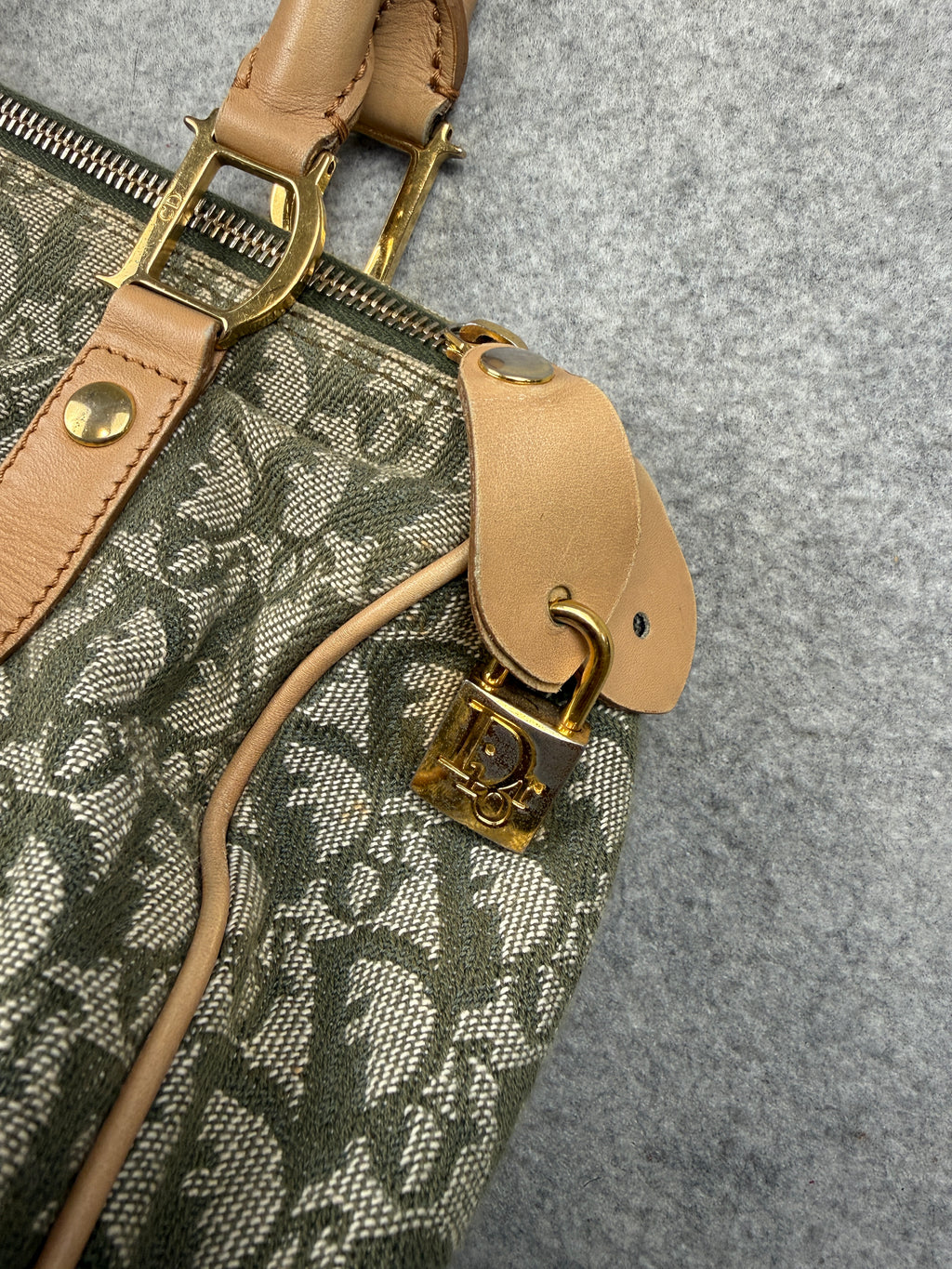 Christian Dior Diorissimo Canvas Boston Bag Green