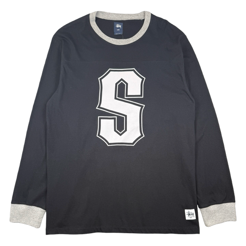 Vintage Stussy Giant S Football L/S Tee Black | Vintage Clothing Store Canada