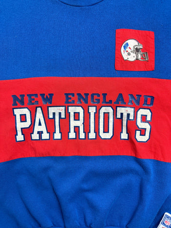 (L) Vintage 90s NFL New England Patriots Sweatshirt Blue