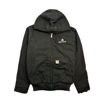 (M) Carhartt Quilt Lined Hooded Zip Work Jacket Black