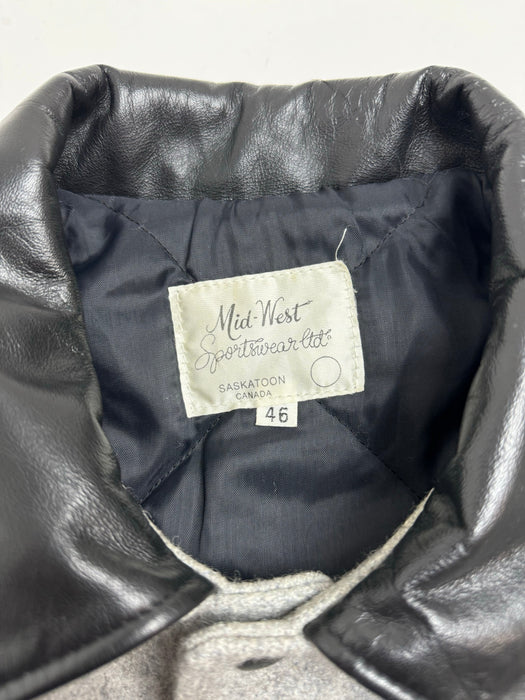 (S) Vintage Mid-West Varsity Jacket Grey | Vitnage Clothing Store Canada