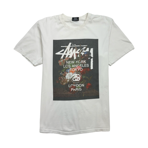 Stussy Floral World Tee White (USED) | Vintage Clothing Store Canada