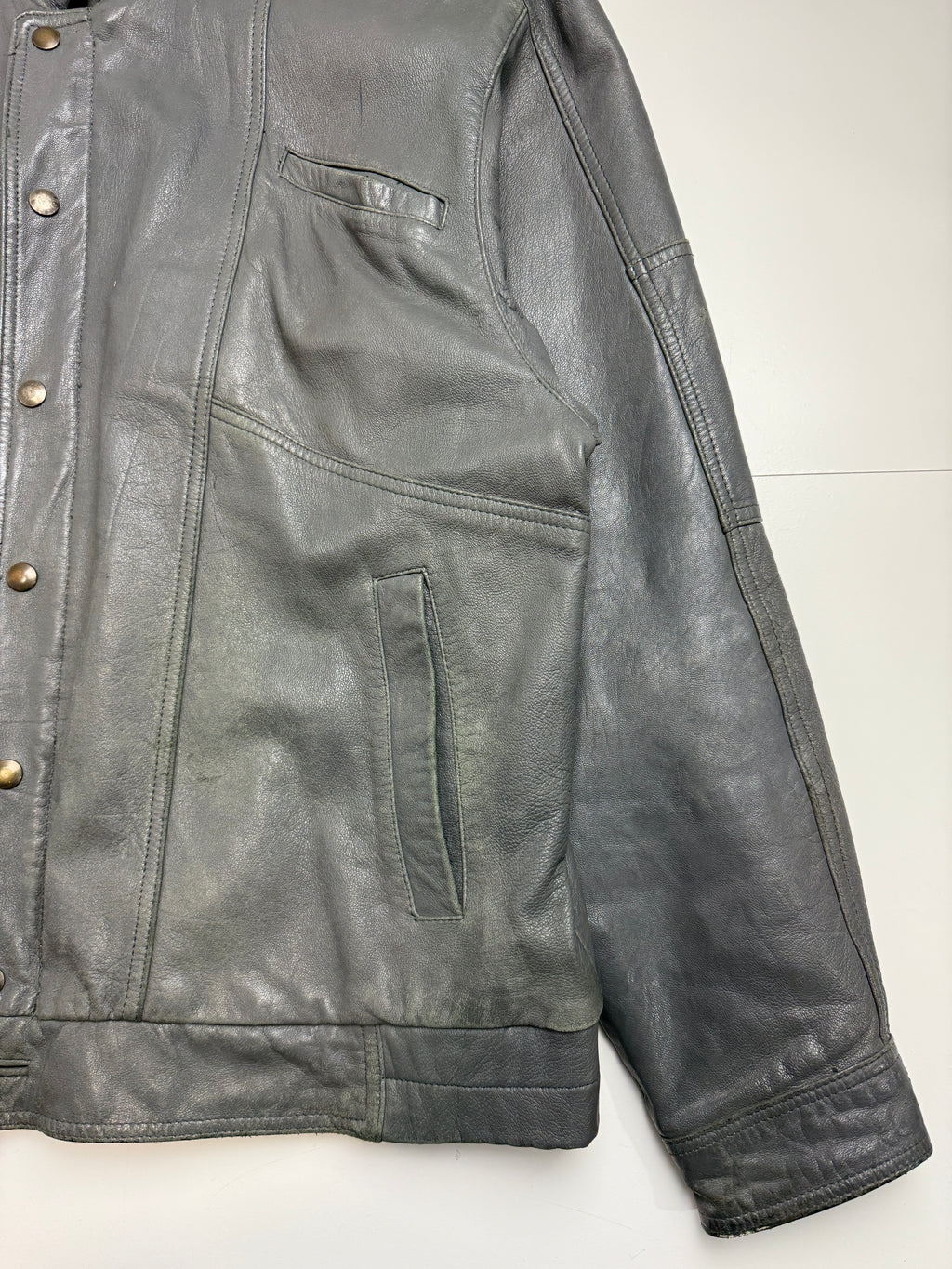 Vintage Men's Yves Saint Laurent Leather Coat Grey