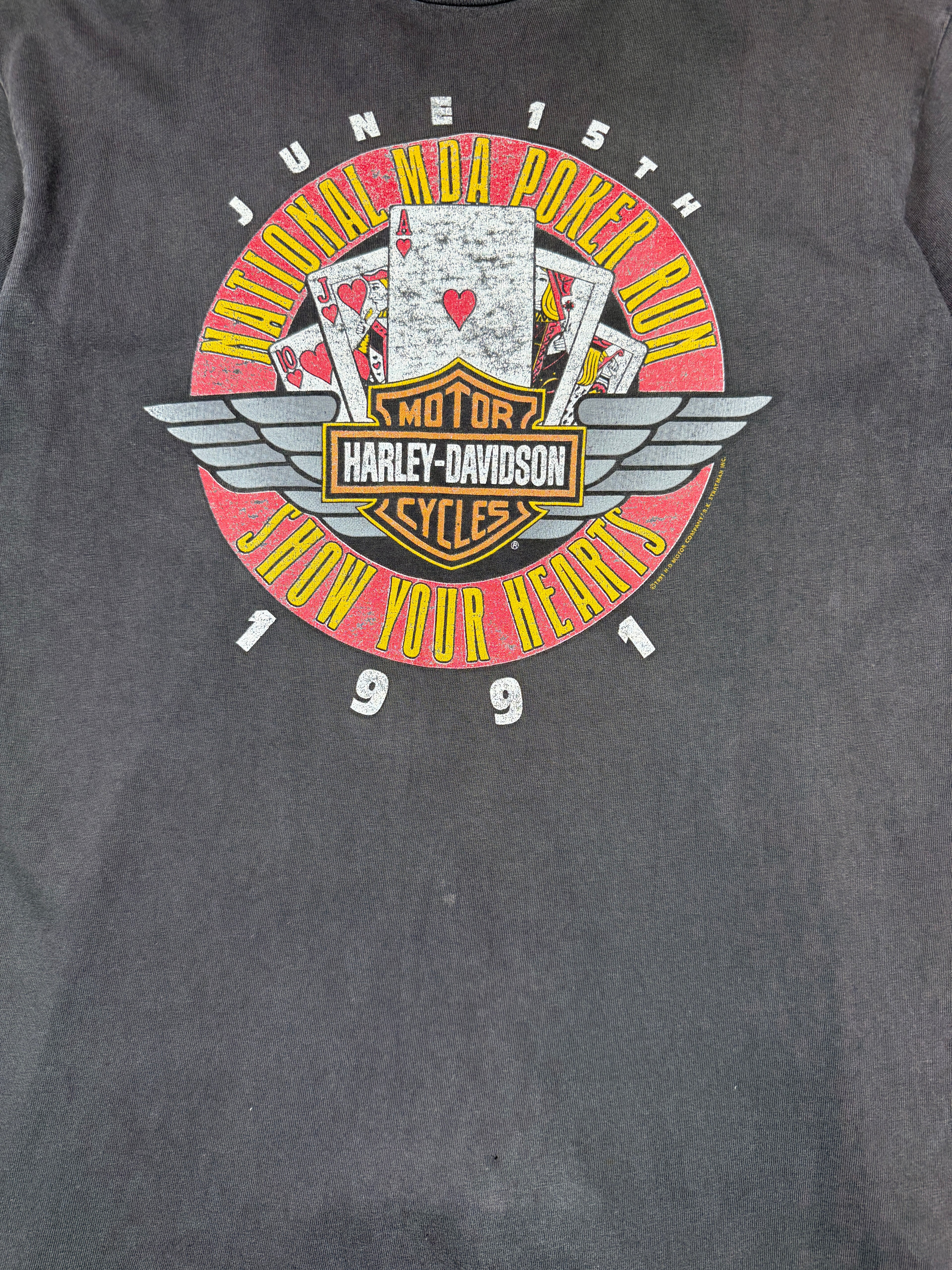 Vintage Harley Davidson National MDA Poker Run Tee Black