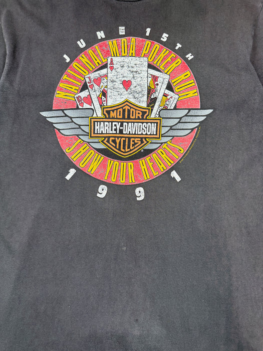 Vintage Harley Davidson National MDA Poker Run Tee Black | Vitnage Clothing Store Canada