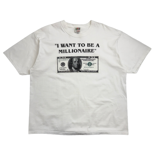 Vintage 2000s Millionaire Novelty Tee White | Vintage Clothing Store Canada