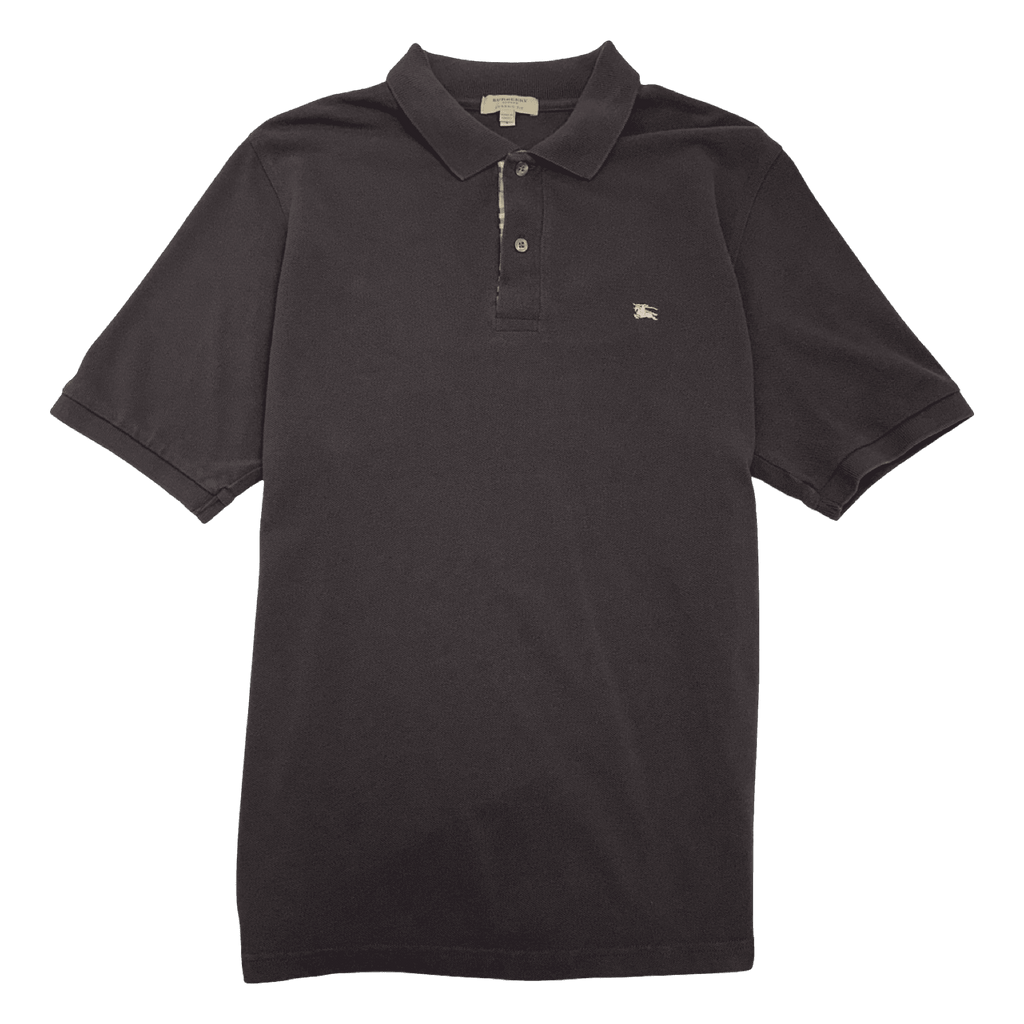 Vintage Burberry Embroidered Logo Polo Tee Black