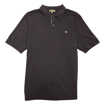 Vintage Burberry Embroidered Logo Polo Tee Black