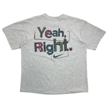 Vintage 90s Nike 'Yeah Right' Slogan Tee Light Grey