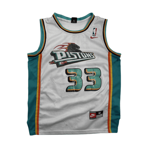 (M) Vintage Nike Grant Hill Pistons Jersey White/Teal | Vintage Clothing Store Canada