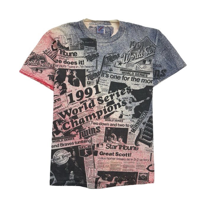 Vintage '91 Twins World Champion AOP Tee | Vitnage Clothing Store Canada