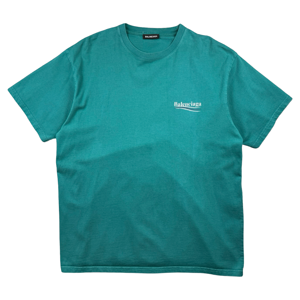 Balenciaga Political Campaign Tee Teal (USED)