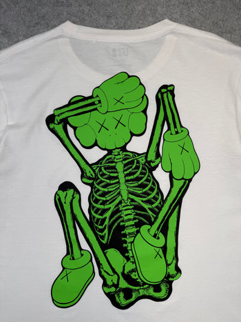 KAWS x Uniqlo Green Skeleton Tee White (USED)
