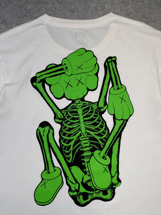 KAWS x Uniqlo Green Skeleton Tee White (USED) | Vitnage Clothing Store Canada