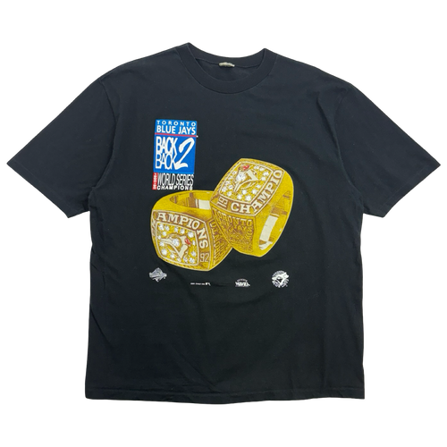 Vintage 1993 Toronto Blue Jays Back to Back Rings Tee Black | Vintage Clothing Store Canada