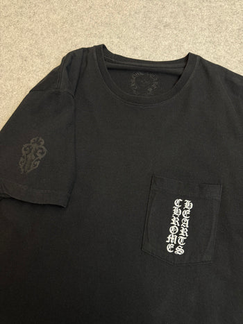 Chrome Hearts Scroll Cemetery Cross Pocket Tee Black