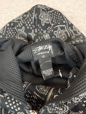 Stussy Paisley Thermal Zip-Up Hoodie Navy (USED)