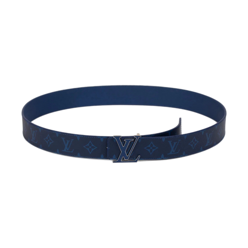 Louis Vuitton LV Initials Leather Monogram Belt Blue | Vintage Clothing Store Canada