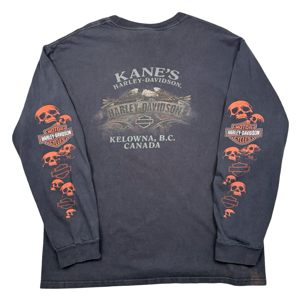 Vintage Harley Davidson Skull Sleeve L/S Tee Black