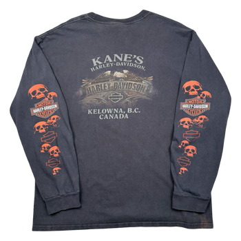 Vintage Harley Davidson Skull Sleeve L/S Tee Black