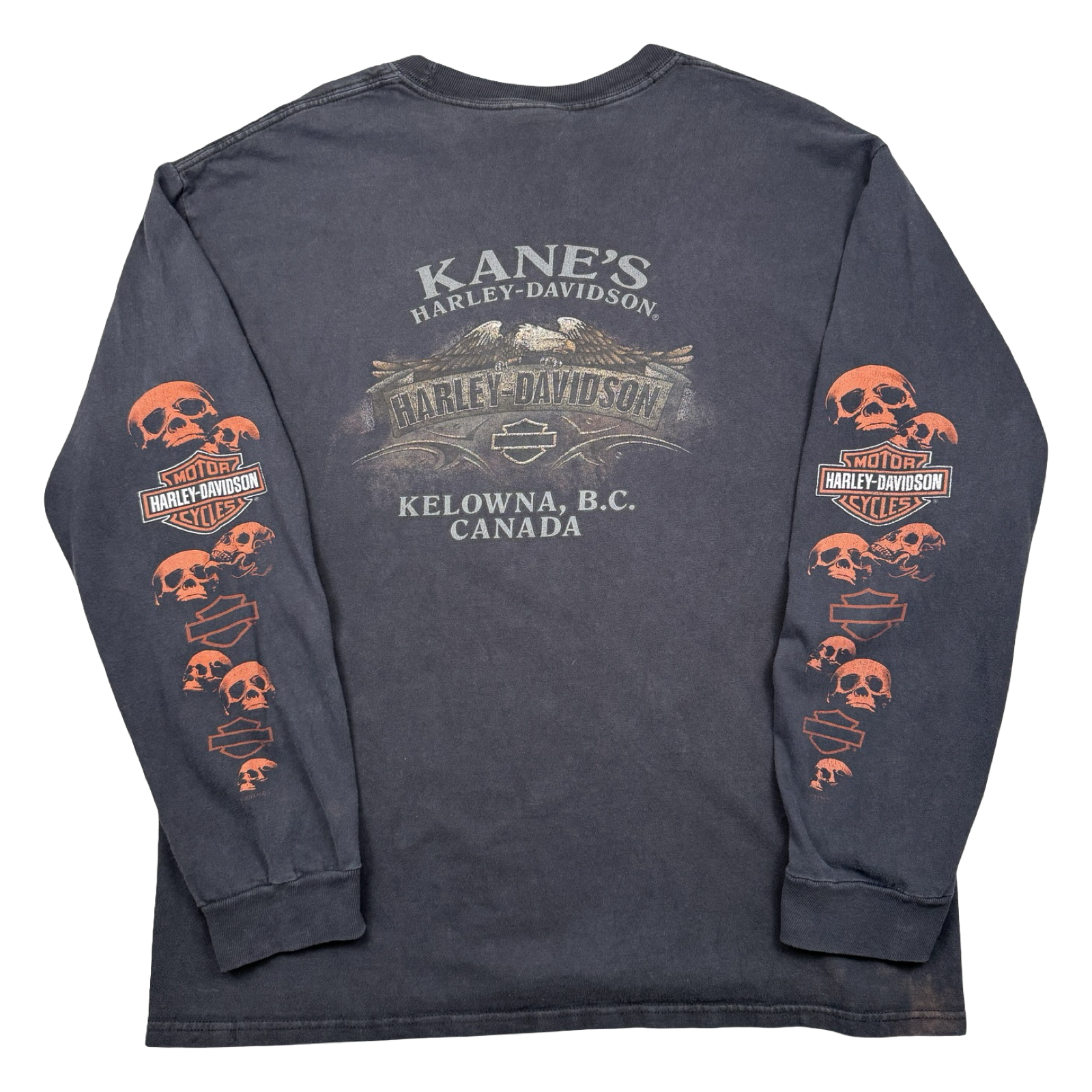 Vintage Harley Davidson Skull Sleeve L/S Tee Black