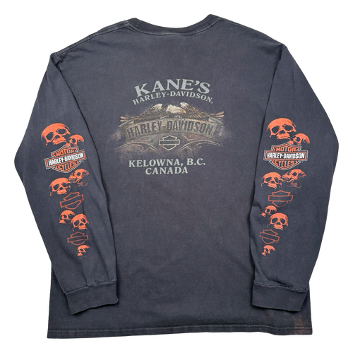 Vintage Harley Davidson Skull Sleeve L/S Tee Black | Vintage Clothing Store Canada