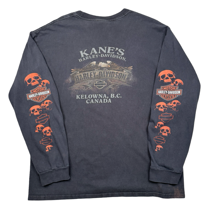 Vintage Harley Davidson Skull Sleeve L/S Tee Black | Vitnage Clothing Store Canada